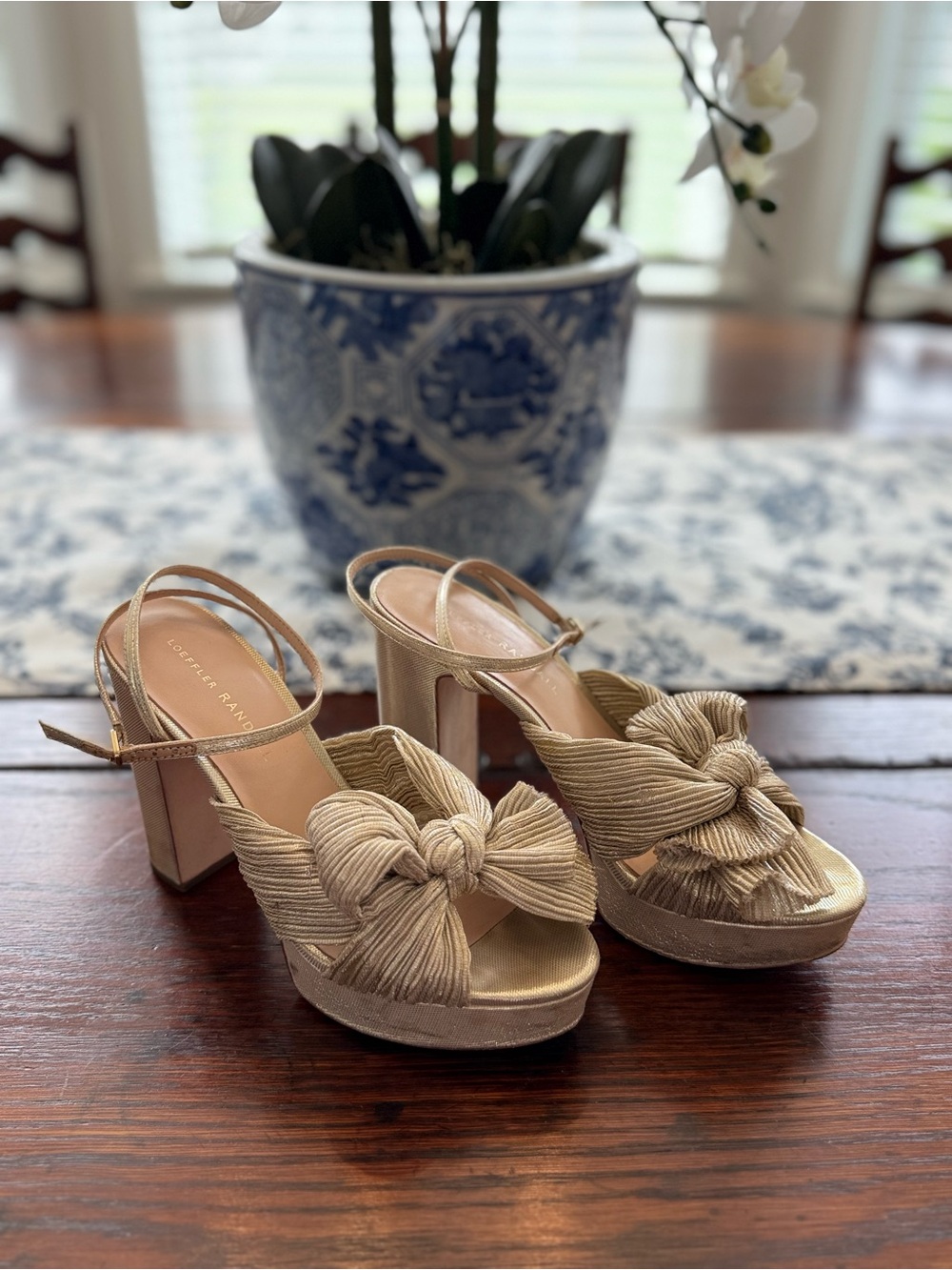 Loeffler Randall Platinum Bow Platform Sandals